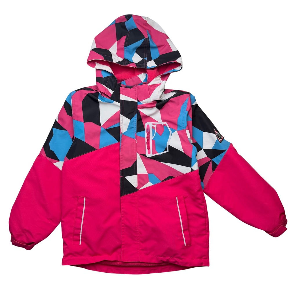 Top&Sky Kids Ski Jacket Geometric Pink Blue Gorpcore Streetwear Coat Size 10
